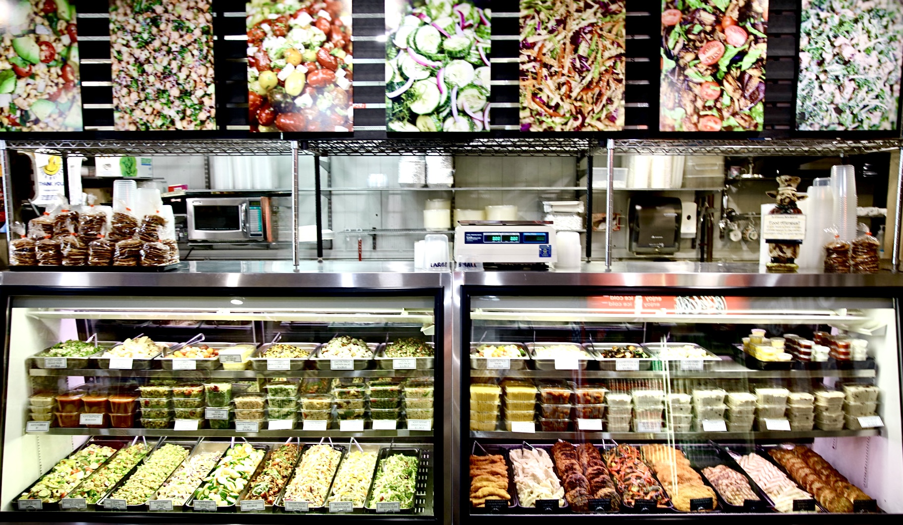 Fresh salads and prepared foods in the Armonk Country Kitchen deli case
